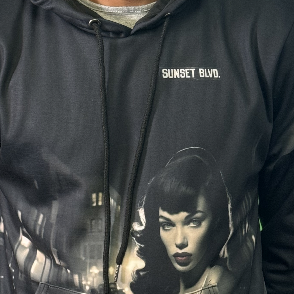 Film Noir Men's Size Warm Pullover Hoodie