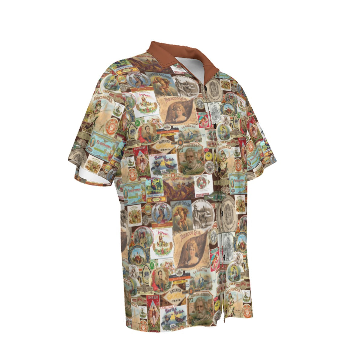 Cigar Brand Retro Artwork Hawaiian Shirt | Vintage Cuban Cigar Button-Up Shirt