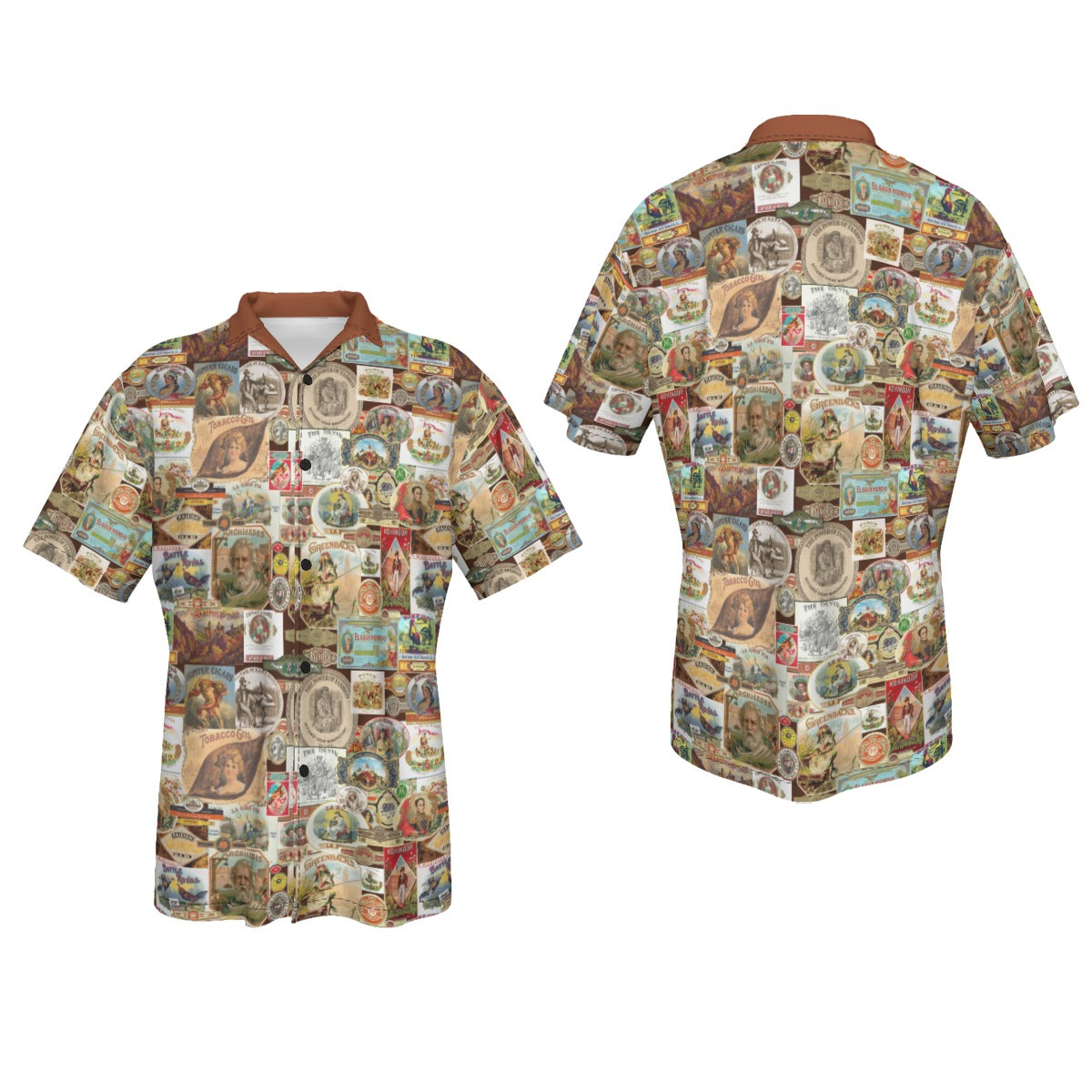 Cigar Brand Retro Artwork Hawaiian Shirt | Vintage Cuban Cigar Button-Up Shirt