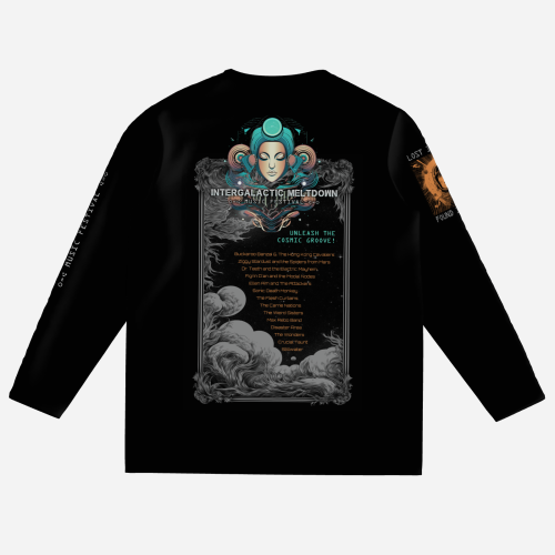 Intergalactic Meltdown long sleeve sci-fi concert shirt | 100% cotton (black)