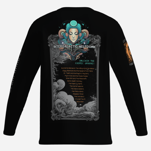 Intergalactic Meltdown long sleeve sci-fi concert shirt | 100% cotton (black)