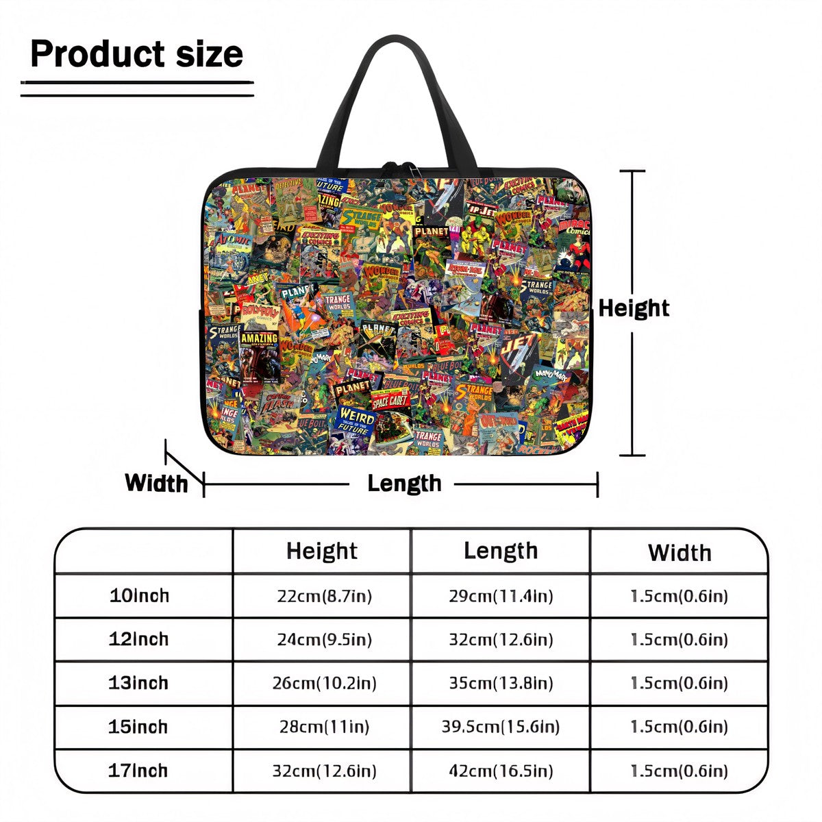 Sci-Fi Comics Laptop Bag | Retro Golden Age Space Comic Neoprene Tote