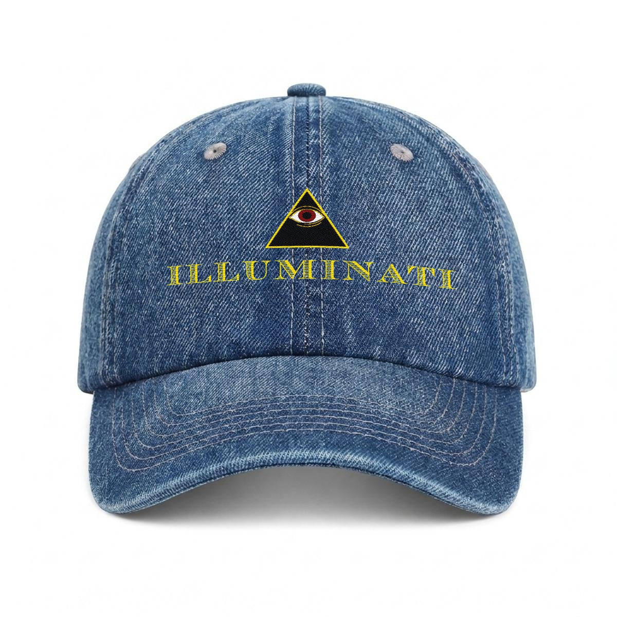 Illuminati Embroidered Baseball Cap | All-Seeing Eye Denim Hat