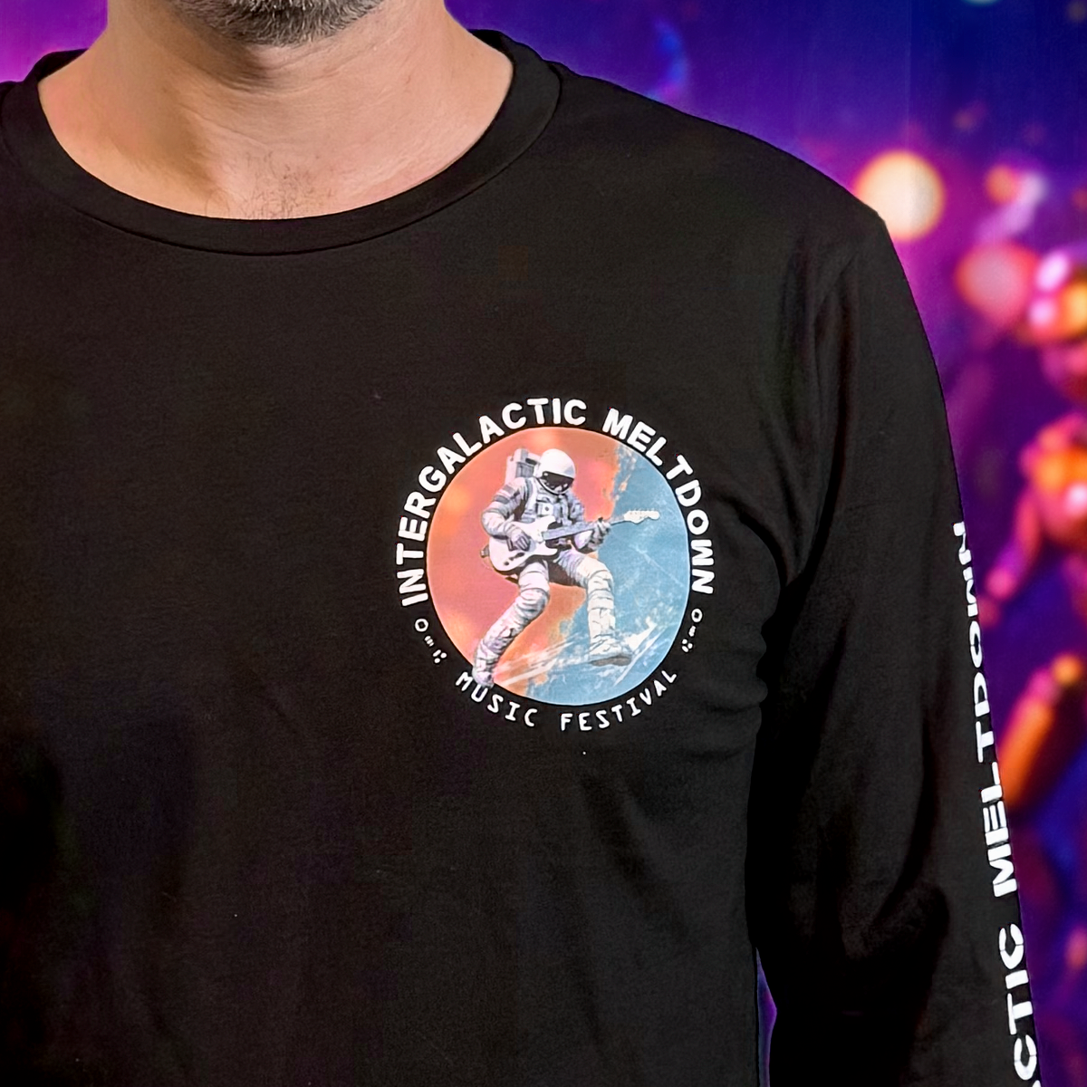 Intergalactic Meltdown long sleeve sci-fi concert shirt | 100% cotton (black)