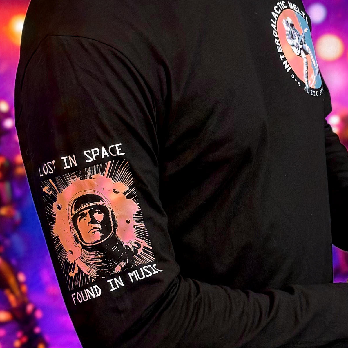 Intergalactic Meltdown long sleeve sci-fi concert shirt | 100% cotton (black)