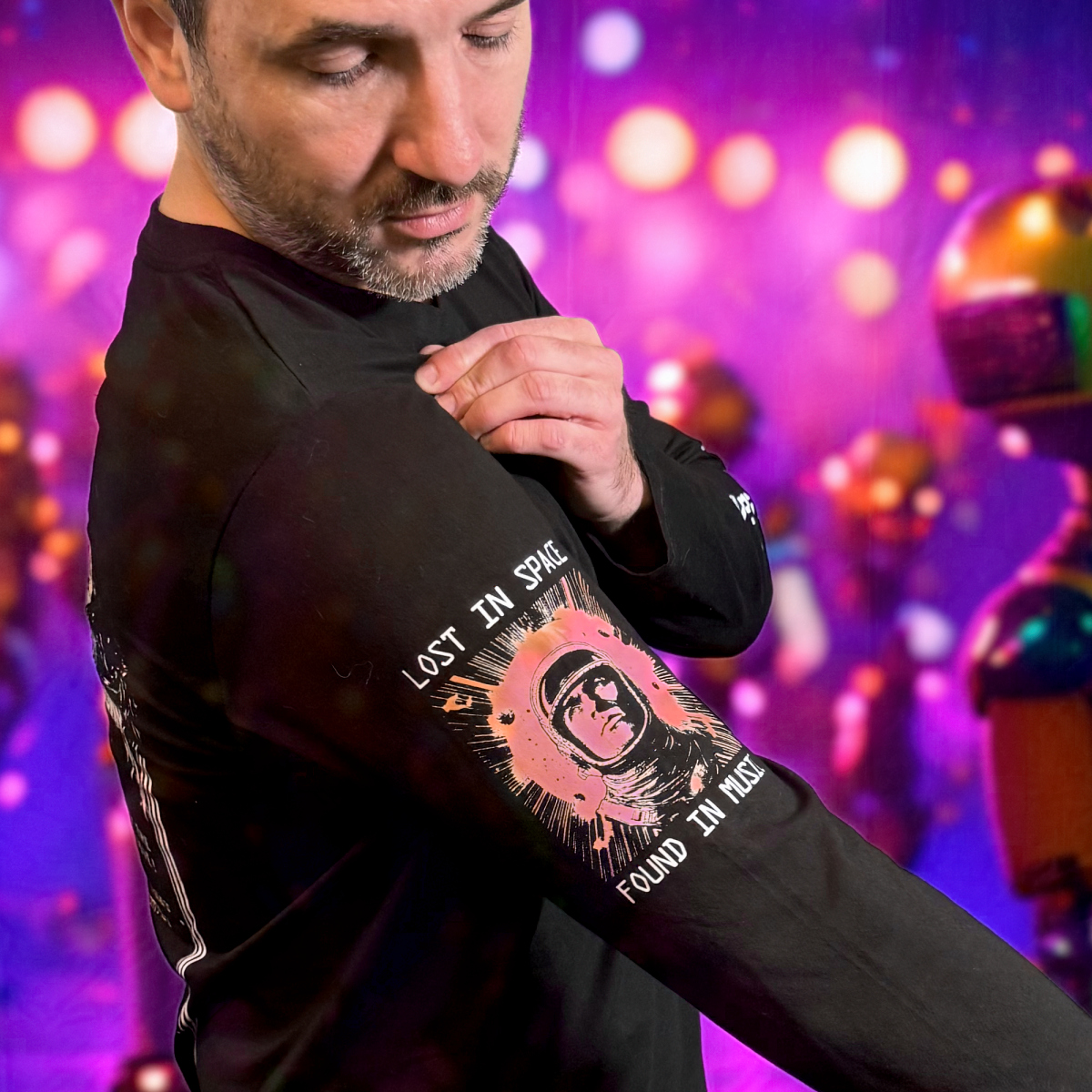 Intergalactic Meltdown long sleeve sci-fi concert shirt | 100% cotton (black)
