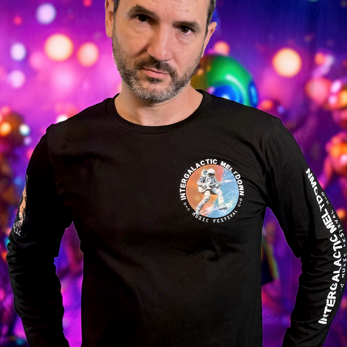 Intergalactic Meltdown long sleeve sci-fi concert shirt | 100% cotton (black)