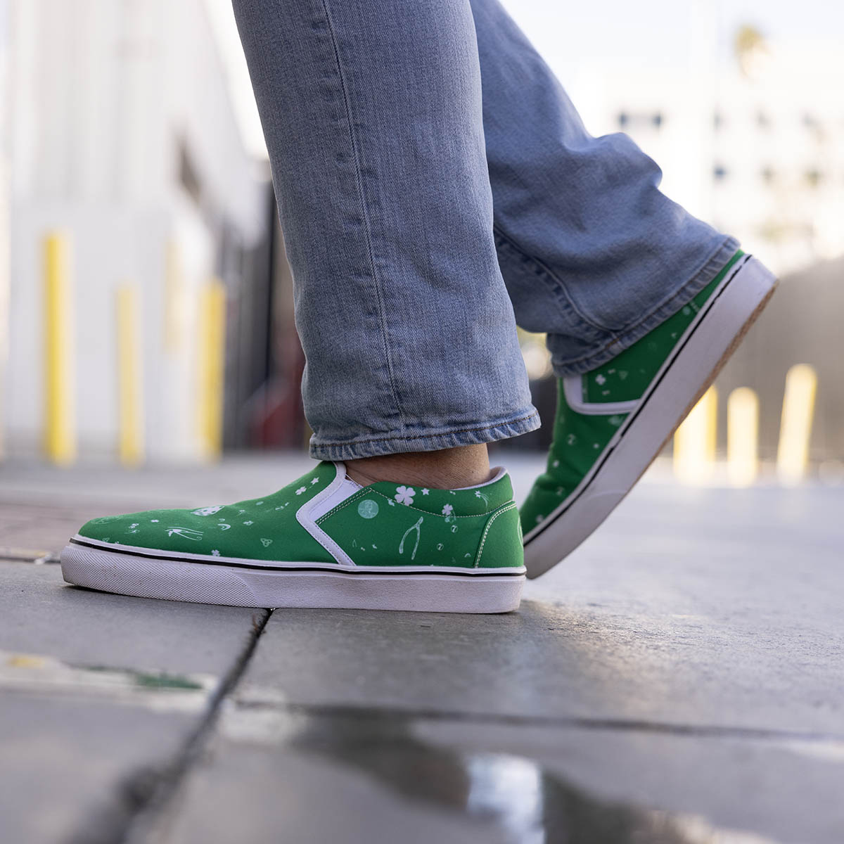 Lucky Shoes | Men's Green Slip On Sneakers