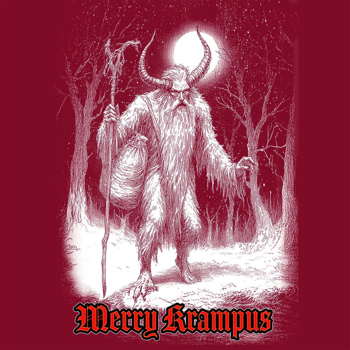 Merry Krampus Lightweight Cotton Tee | Festive Horror Fashion