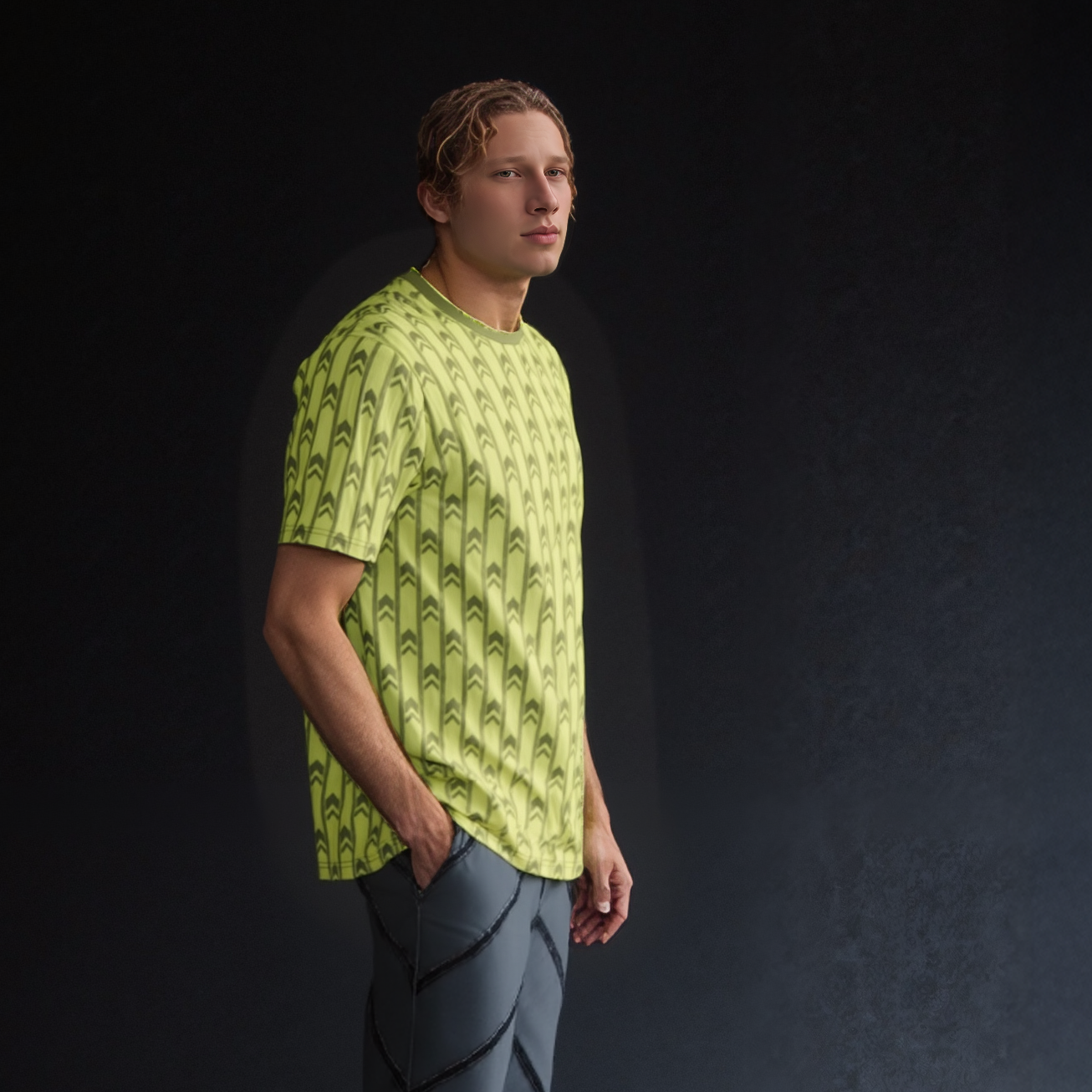 Backrooms Wallpaper T-Shirt | Liminal Spaces Yellow-Green Cotton Tee | Creepypasta Internet Culture Shirt