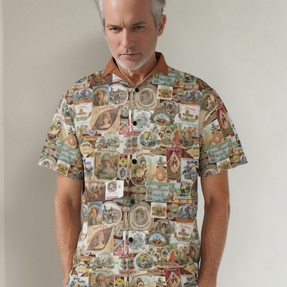Cigar Brand Retro Artwork Hawaiian Shirt | Vintage Cuban Cigar Button-Up Shirt
