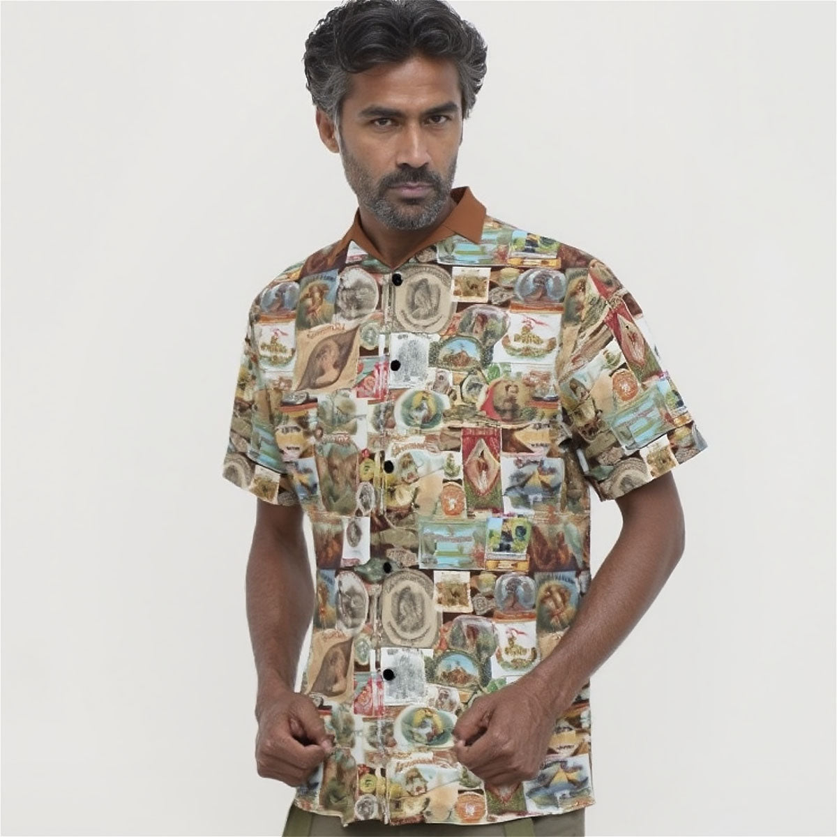 Cigar Brand Retro Artwork Hawaiian Shirt | Vintage Cuban Cigar Button-Up Shirt