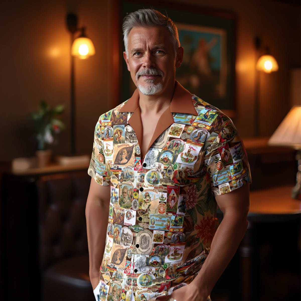 Cigar Brand Retro Artwork Hawaiian Shirt | Vintage Cuban Cigar Button-Up Shirt