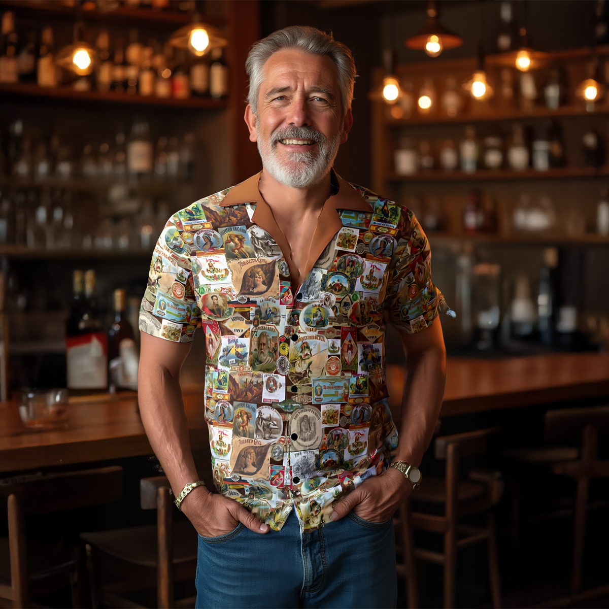 Cigar Brand Retro Artwork Hawaiian Shirt | Vintage Cuban Cigar Button-Up Shirt