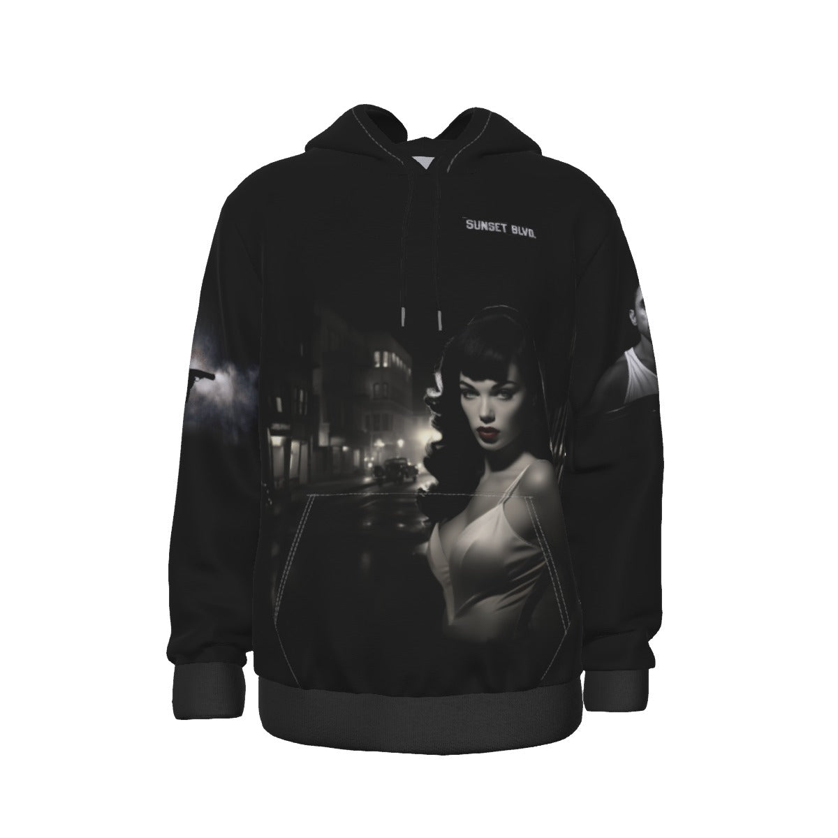 Film Noir Men's Size Warm Pullover Hoodie