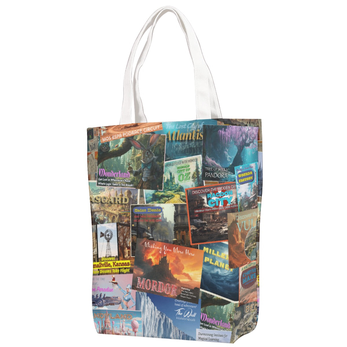 Fantastic Postcards Canvas Tote Bag With Shoulder Strap | Nerd Chic Boutique
