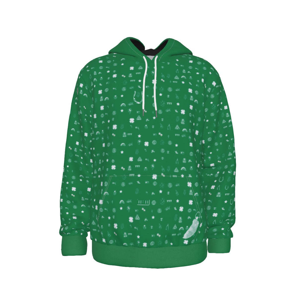 Lucky Hoodie | Men's Fleece Lined Pullover Hoodie with Luck from Horseshoes, Shamrocks, Shooting Stars