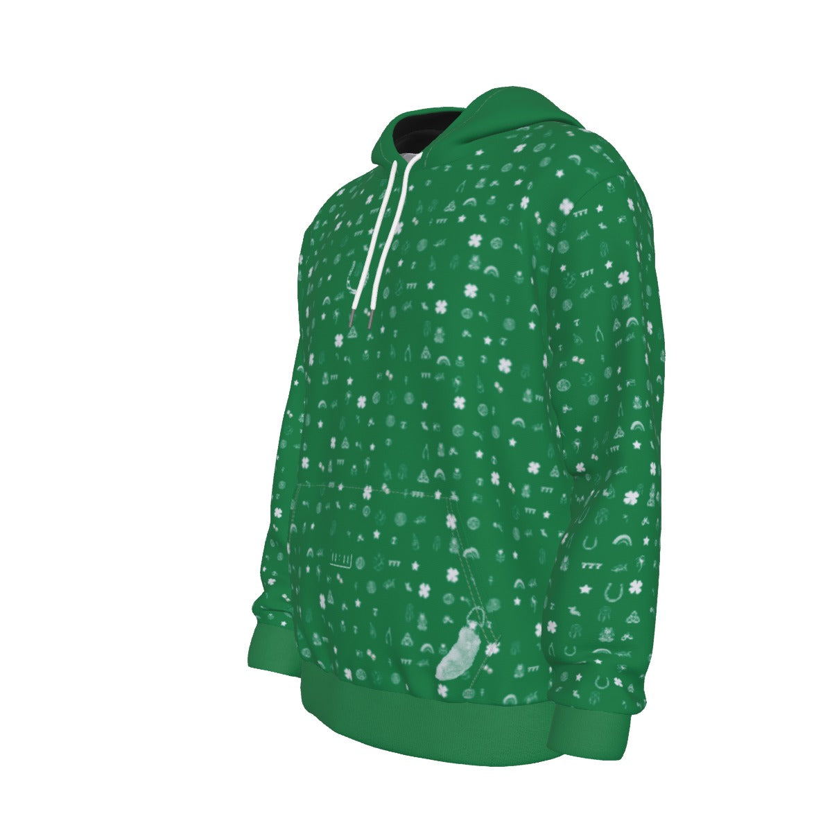 Lucky Hoodie | Men's Fleece Lined Pullover Hoodie with Luck from Horseshoes, Shamrocks, Shooting Stars