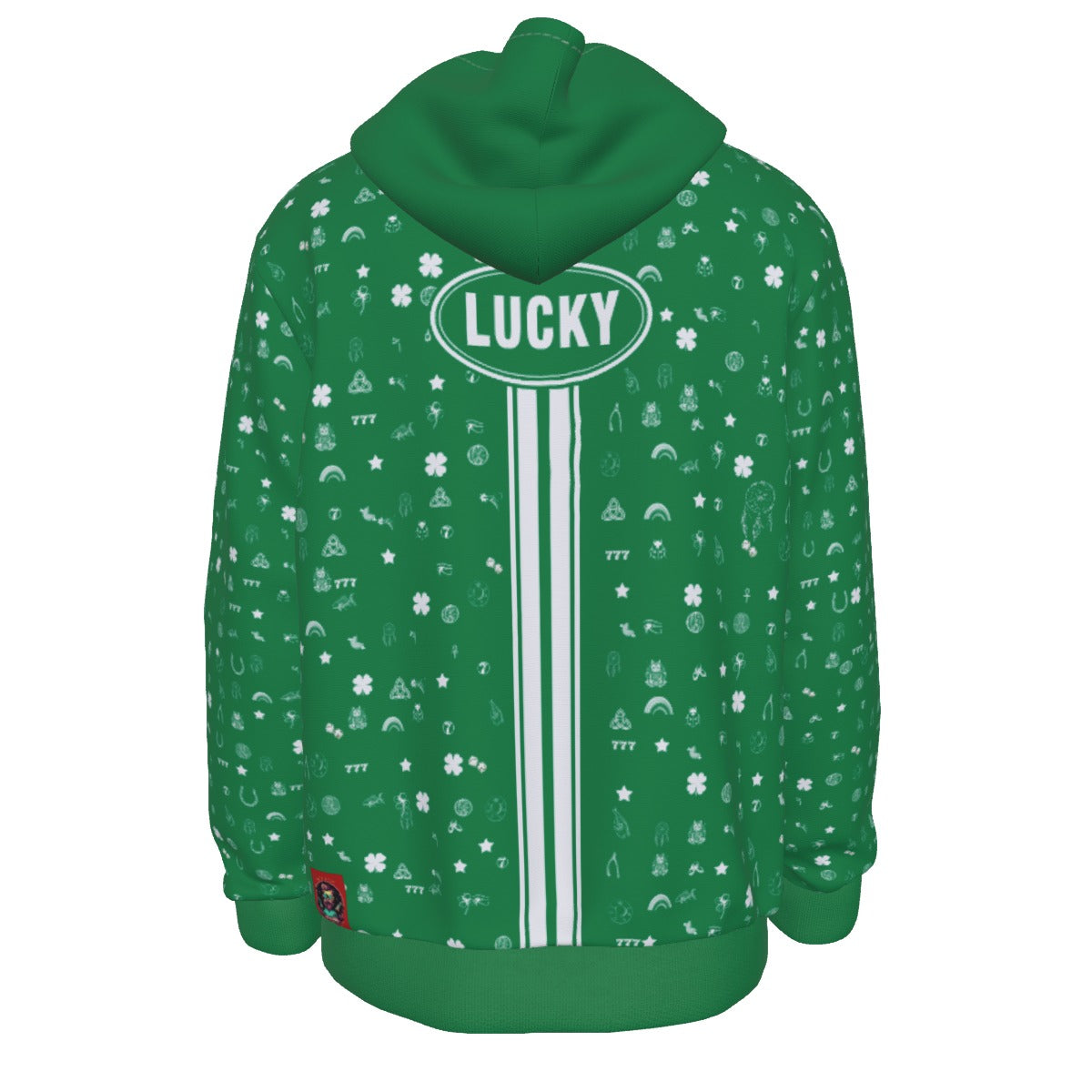 Lucky Hoodie | Men's Fleece Lined Pullover Hoodie with Luck from Horseshoes, Shamrocks, Shooting Stars
