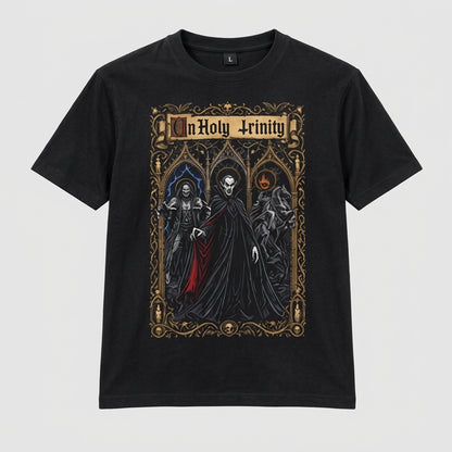UnHoly Trinity T-Shirt | Dracula, Frankenstein & Headless Horseman Gothic Horror Tee