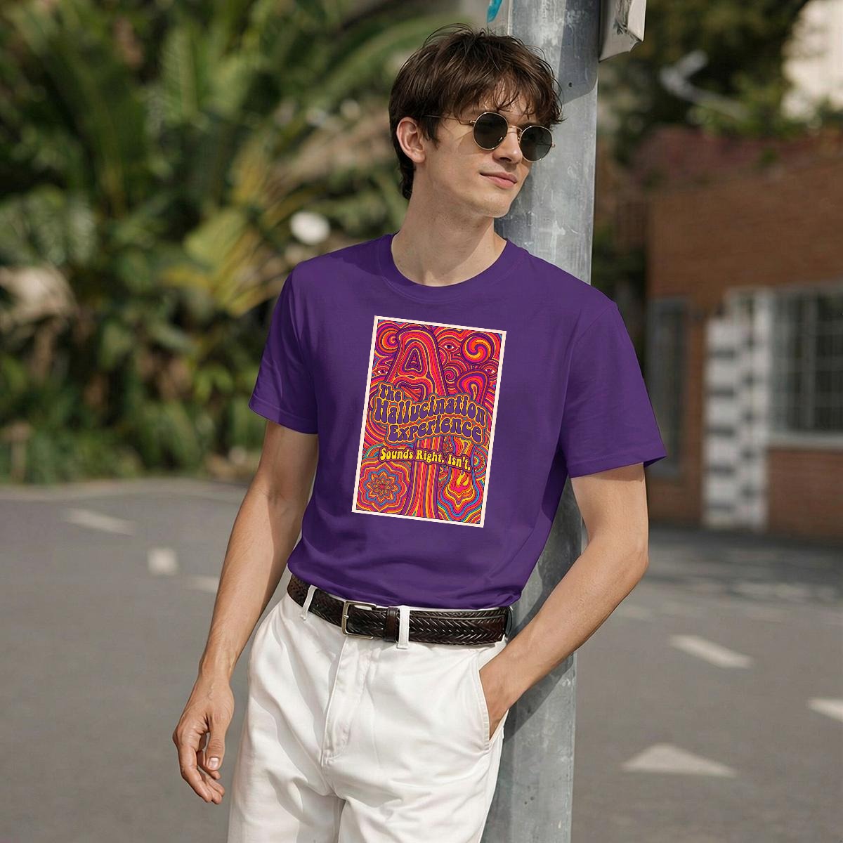 The Hallucination Experience T-Shirt | Funny AI Psychedelic 70s Concert Poster Tee