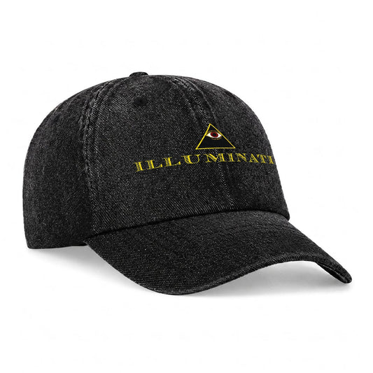 Illuminati Embroidered Baseball Cap | All-Seeing Eye Denim Hat