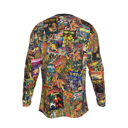 Sci-Fi Comics Long Sleeve Tee | Golden Age Ray-Gun & Rocket All-Over Print