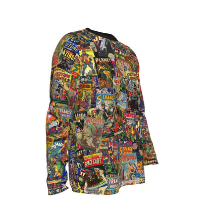 Sci-Fi Comics Long Sleeve Tee | Golden Age Ray-Gun & Rocket All-Over Print