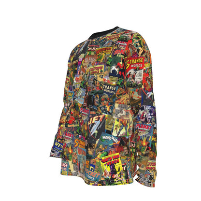 Sci-Fi Comics Long Sleeve Tee | Golden Age Ray-Gun & Rocket All-Over Print