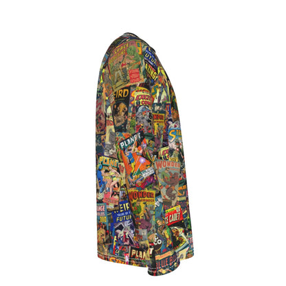 Sci-Fi Comics Long Sleeve Tee | Golden Age Ray-Gun & Rocket All-Over Print