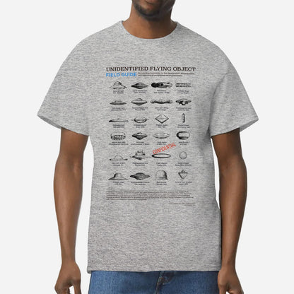 UFO Field Guide T-Shirt | Unidentified Flying Object Classification Chart | UAP Conspiracy Theory Tee