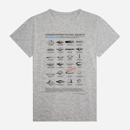 UFO Field Guide T-Shirt | Unidentified Flying Object Classification Chart | UAP Conspiracy Theory Tee