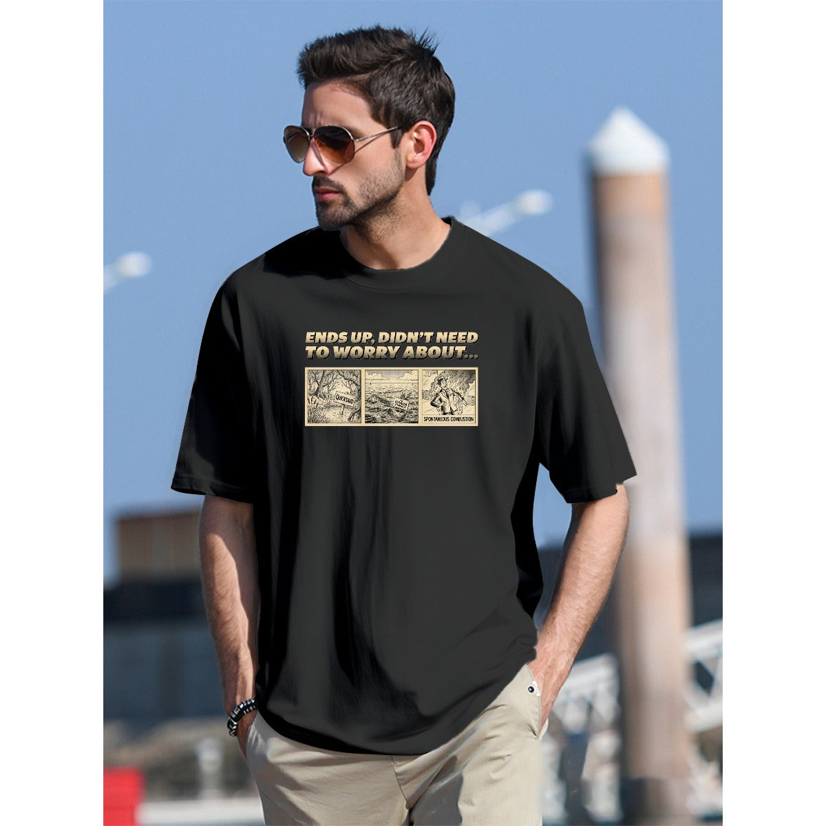 3 Things We Didn't Need to Worry About - Retro Childhood Fears Humor Shirt