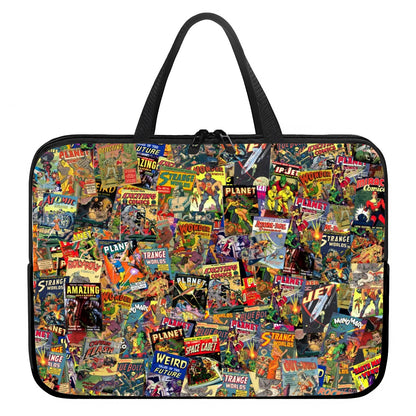laptop bag featuring retro scifi comi bok covers