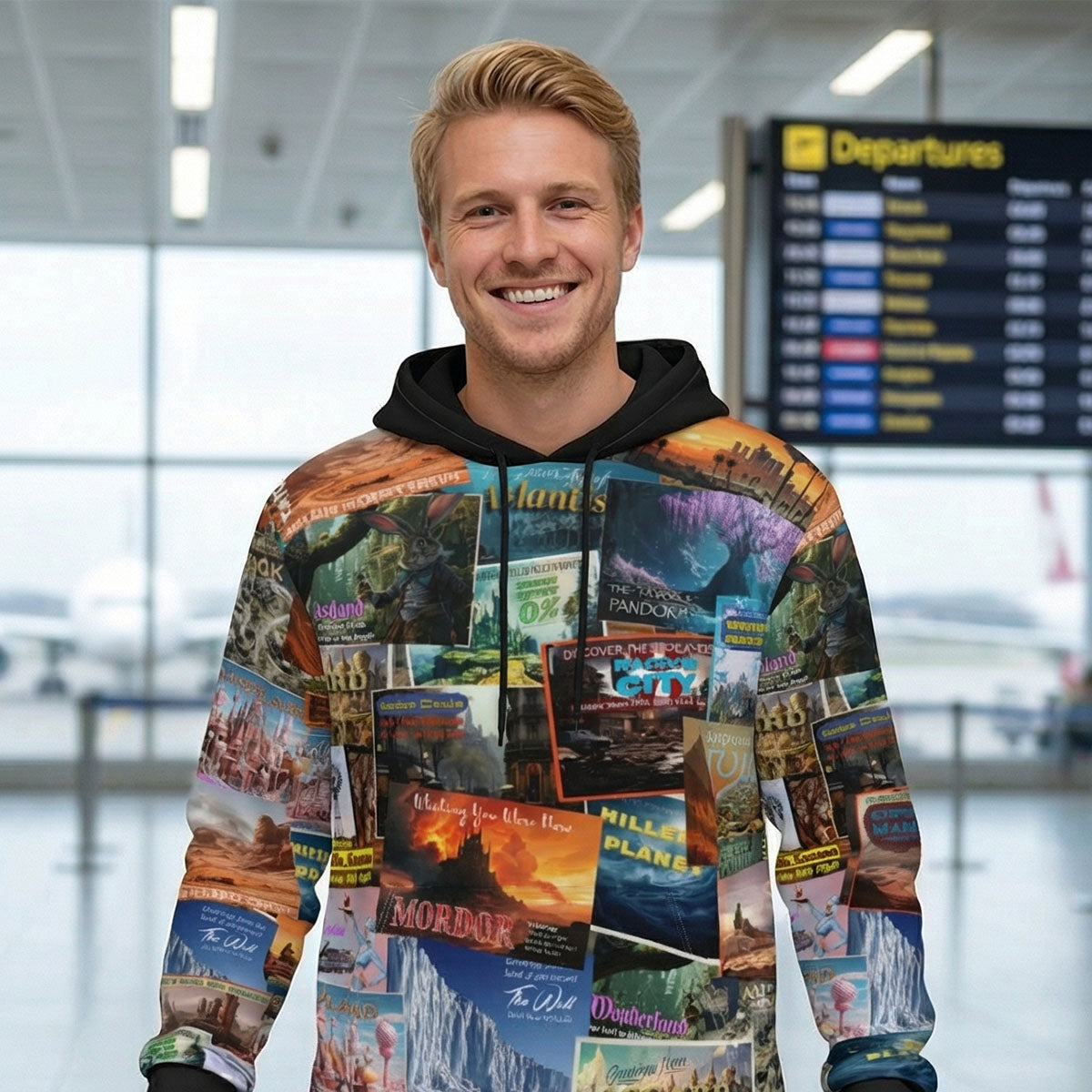 Fantastic Postcards | Men's Thick Pullover Hoodie