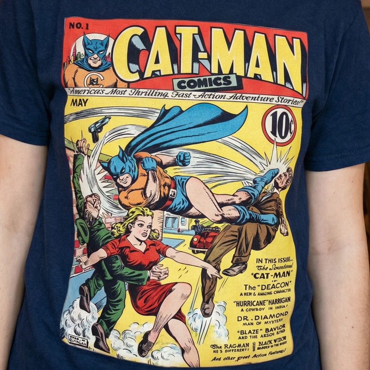 Cat-Man Comics #1 Cover T-Shirt | Golden Age Superhero | Vintage Comic Book Art