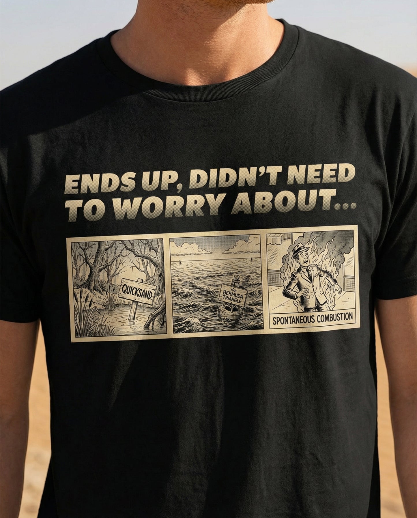3 Things We Didn't Need to Worry About - Retro Childhood Fears Humor Shirt