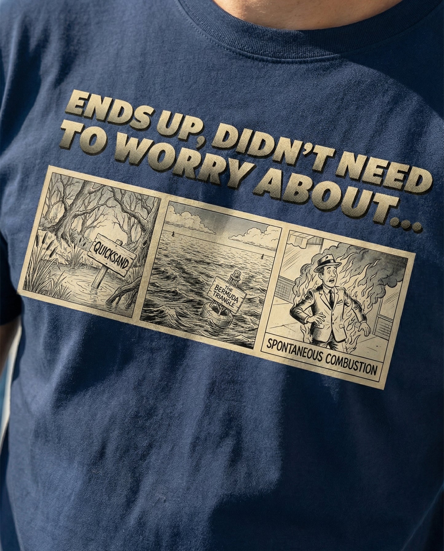 3 Things We Didn't Need to Worry About - Retro Childhood Fears Humor Shirt