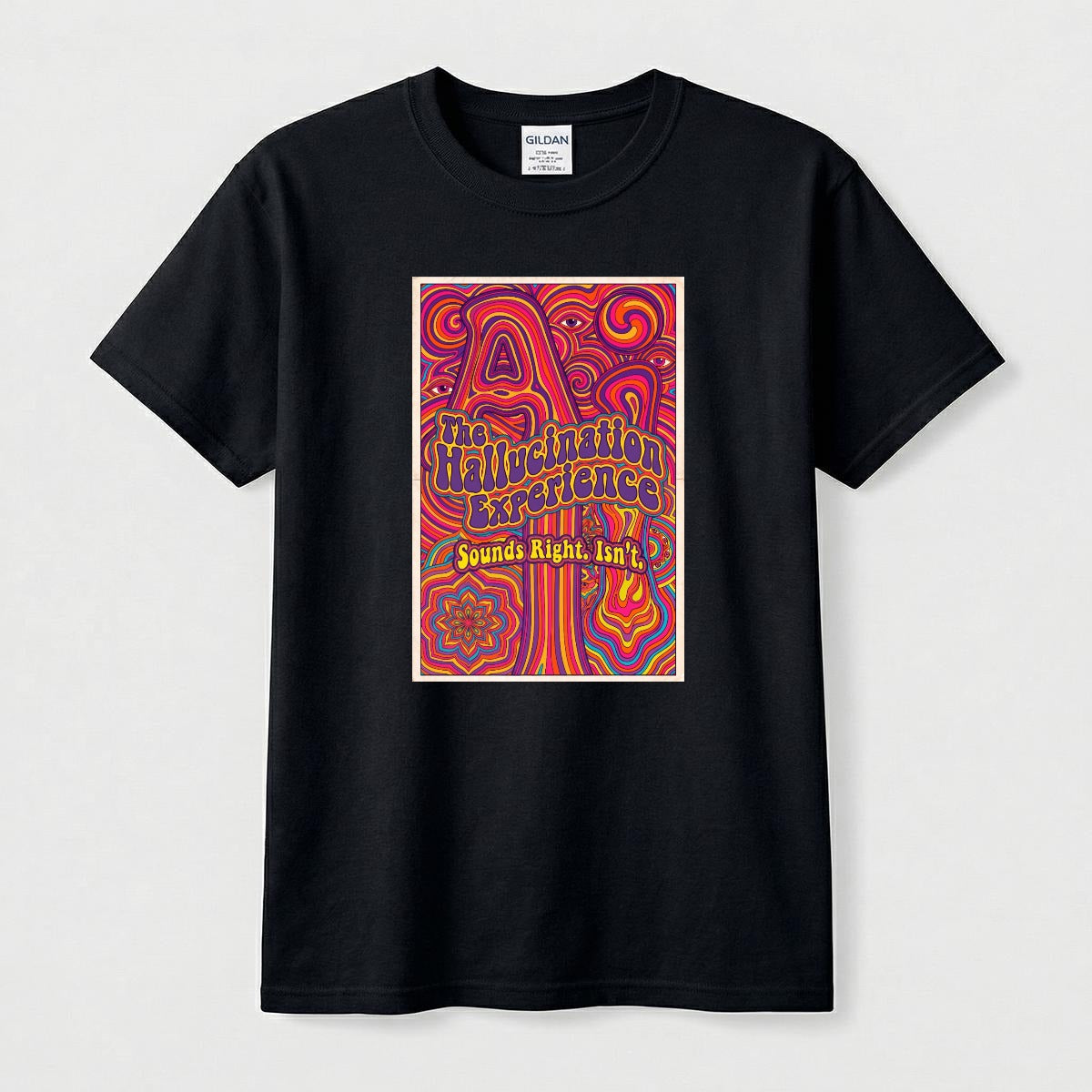 The Hallucination Experience T-Shirt | Funny AI Psychedelic 70s Concert Poster Tee