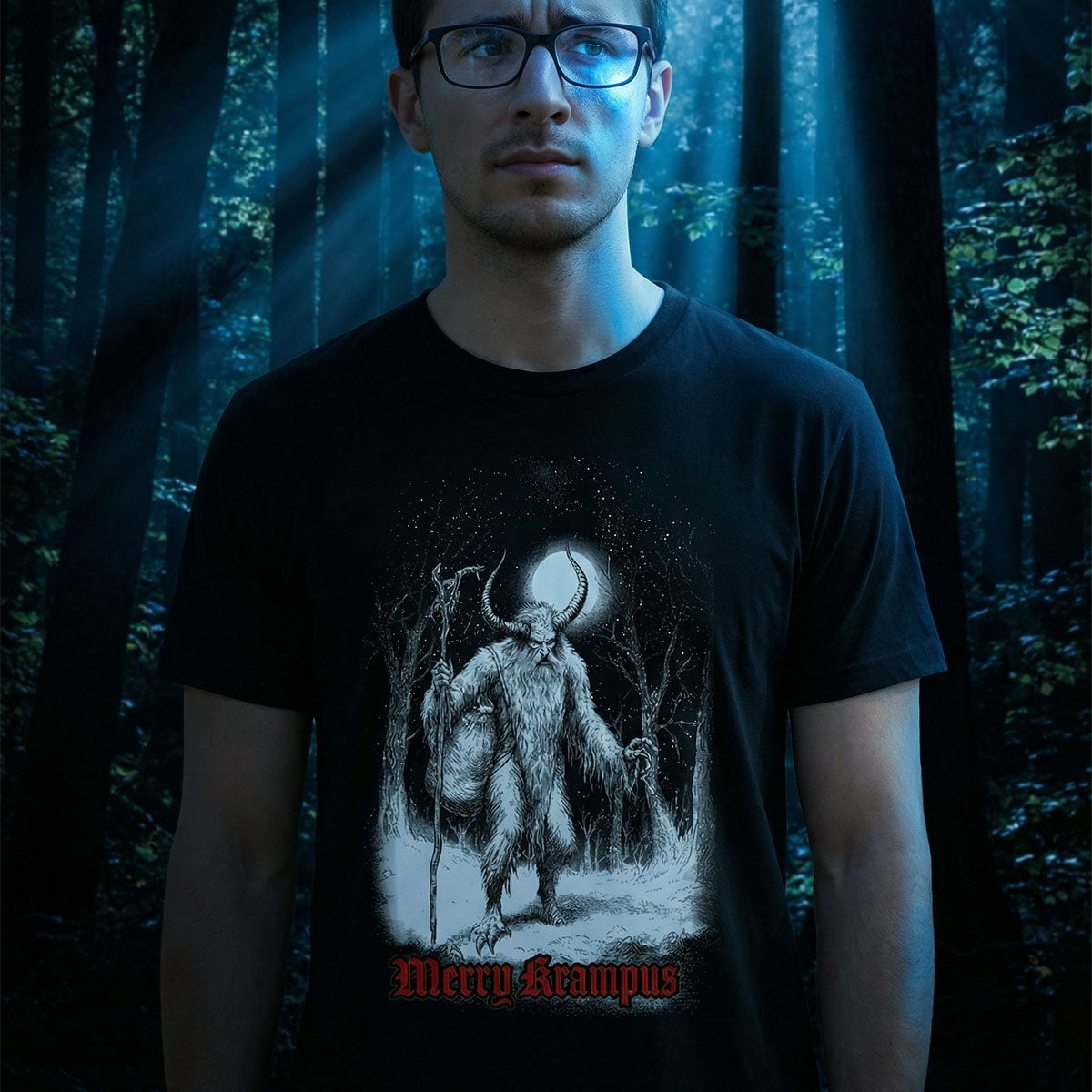 Merry Krampus Lightweight Cotton Tee | Festive Horror Fashion