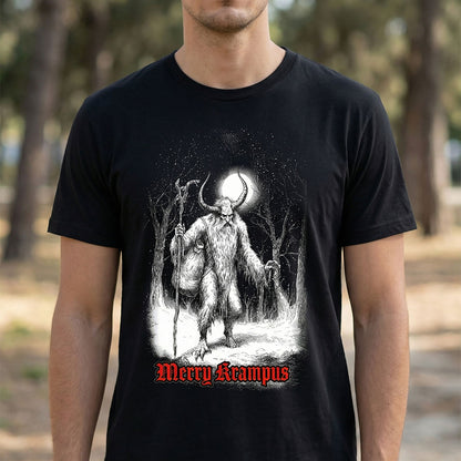 Merry Krampus Lightweight Cotton Tee | Festive Horror Fashion