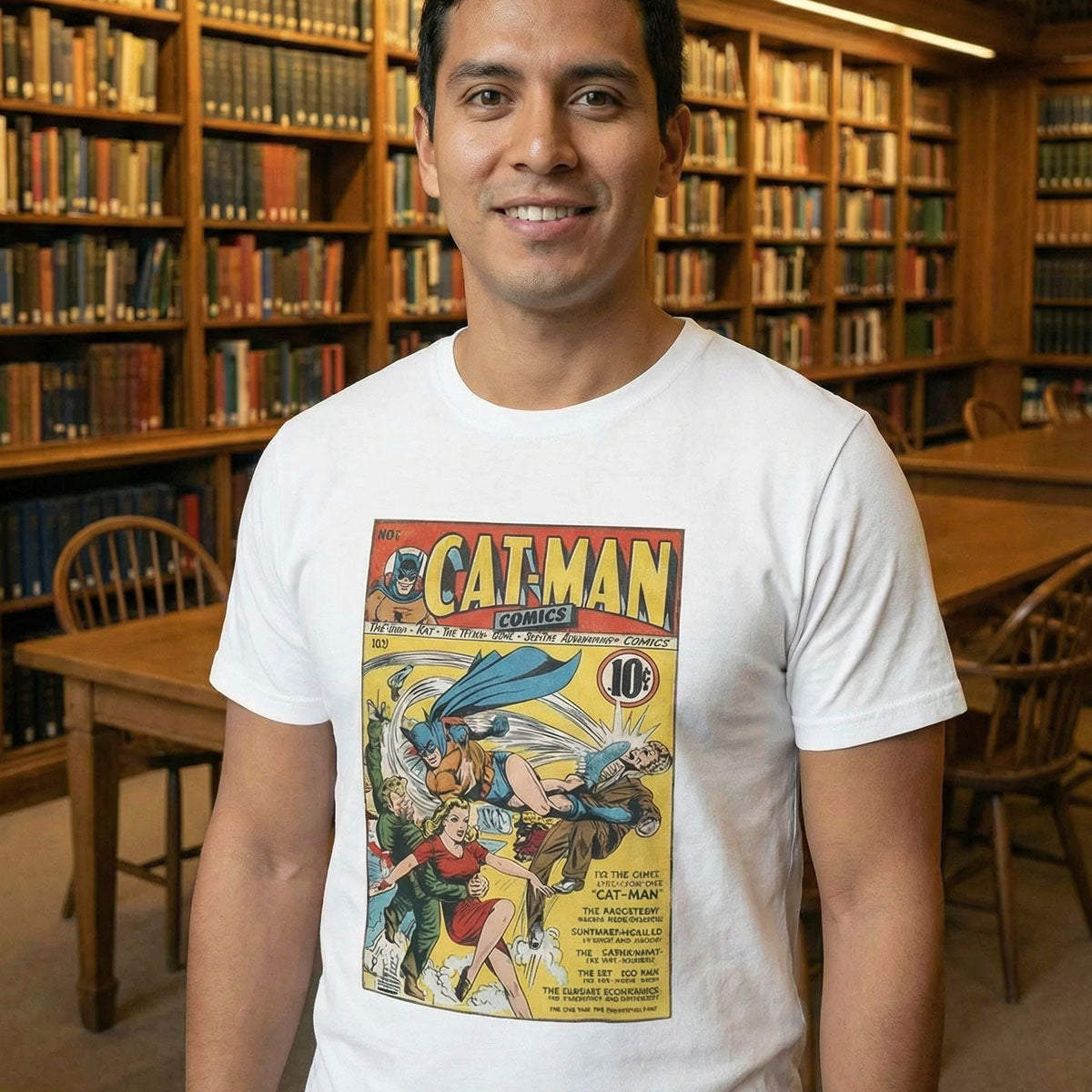 Cat-Man Comics #1 Cover T-Shirt | Golden Age Superhero | Vintage Comic Book Art