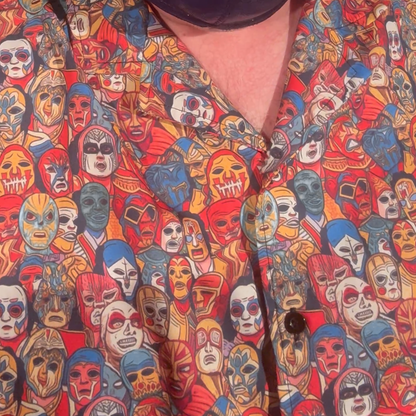 Lucha Libre Men's Hawaiian Shirt with masked wrestlers