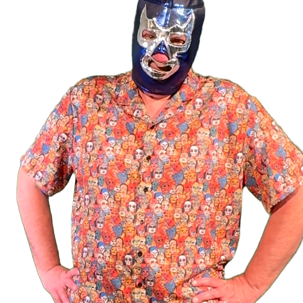 Lucha Libre Men's Hawaiian Shirt with masked wrestlers