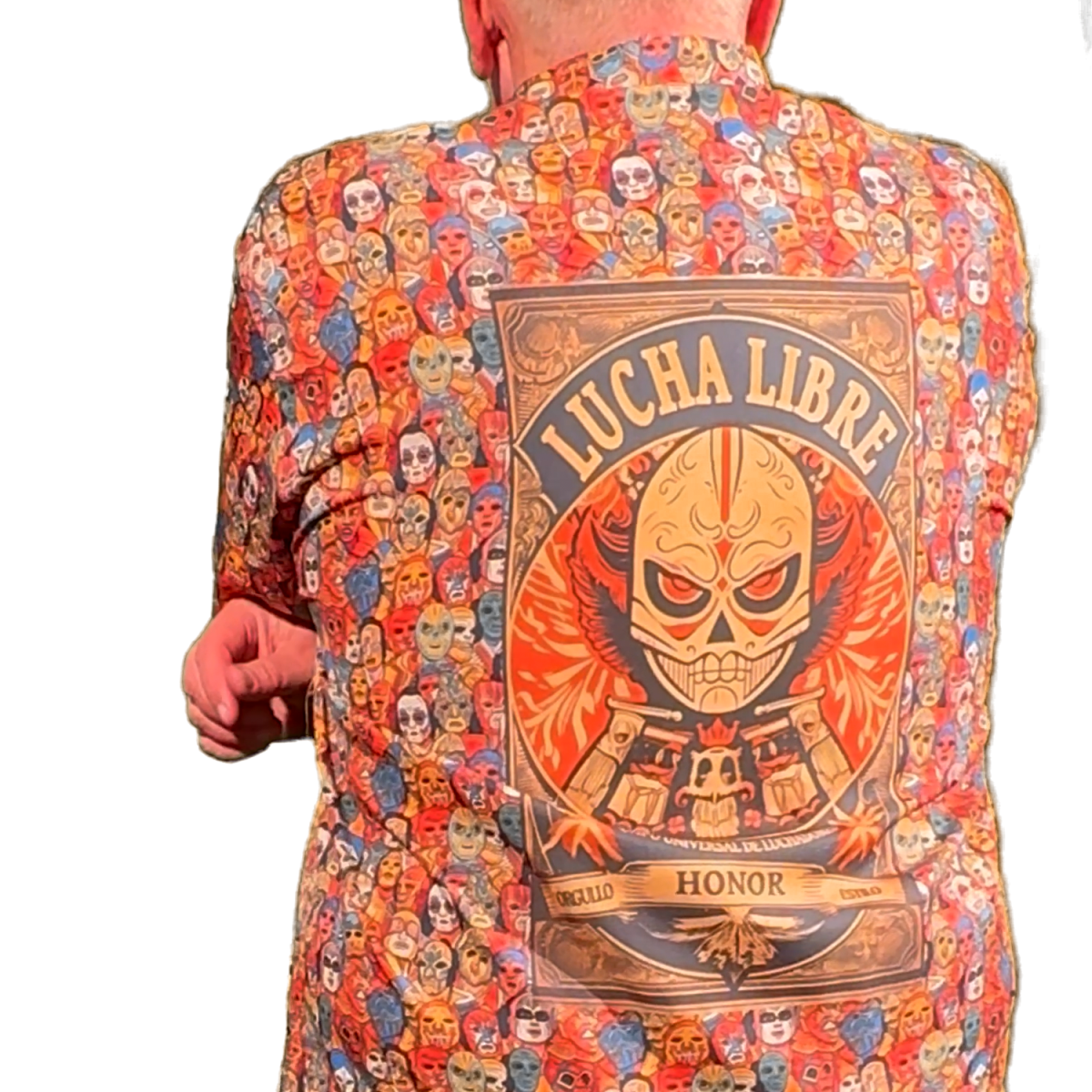 Lucha Libre Men's Hawaiian Shirt with masked wrestlers