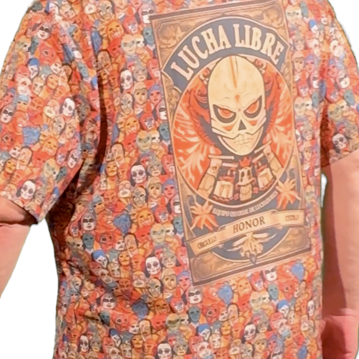Lucha Libre Men's Hawaiian Shirt with masked wrestlers