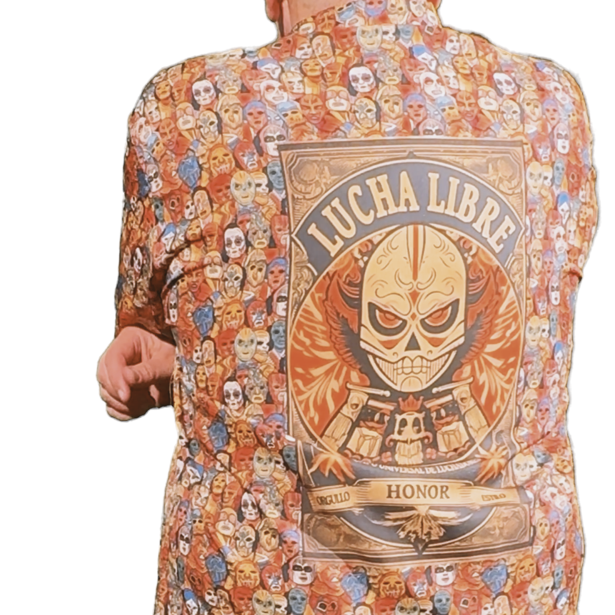 Lucha Libre Men's Hawaiian Shirt with masked wrestlers