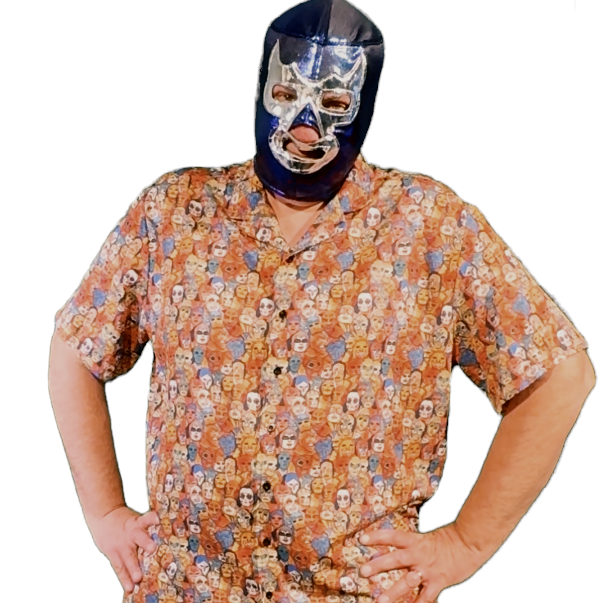 Lucha Libre Men's Hawaiian Shirt with masked wrestlers