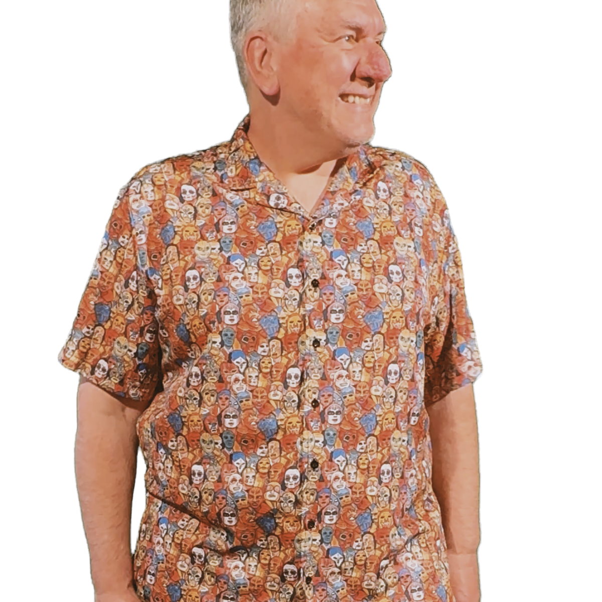 Lucha Libre Men's Hawaiian Shirt with masked wrestlers