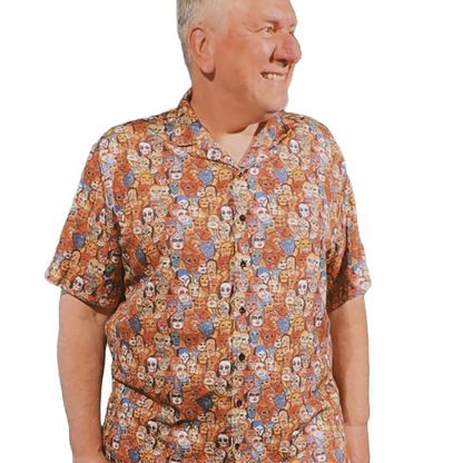 Lucha Libre Men's Hawaiian Shirt with masked wrestlers